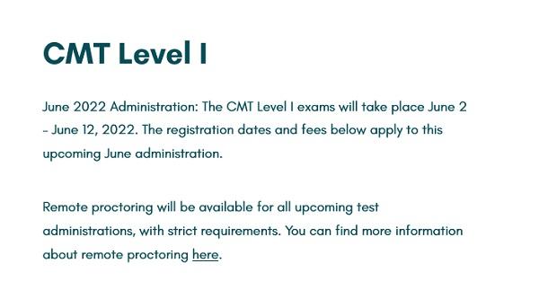 CMT Level I Classes - CMT Association