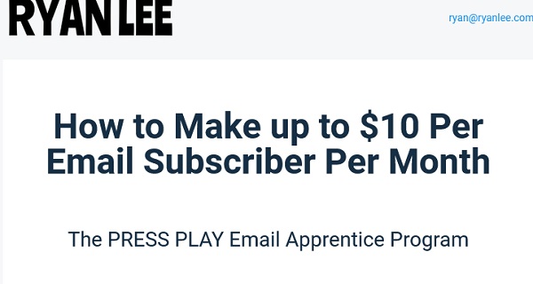 Ryan Lee – The PRESS PLAY Email Apprentice Program