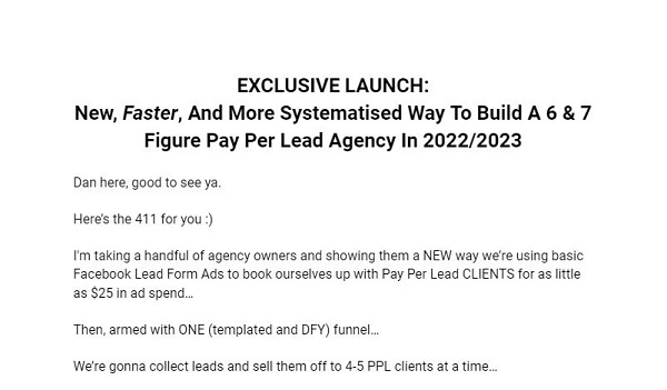 Dan Wardrope – The Pay Per Lead Agency Blueprint 3.0 Dan Wardrope – The Pay Per Lead Agency Blueprint 3.0