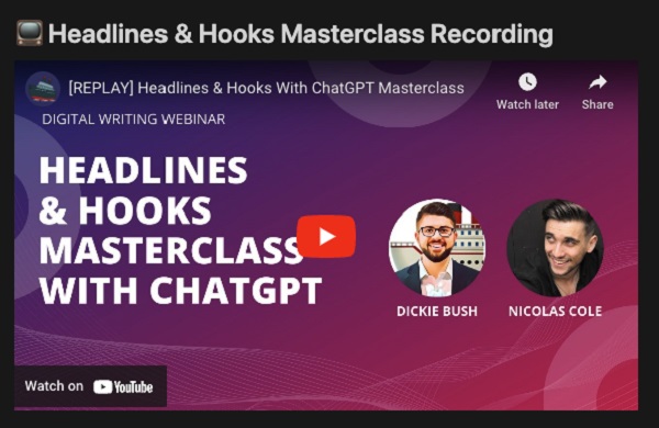 Ship30For30 – Headlines & Hooks Masterclass with ChatGPT Ship30For30 – Headlines & Hooks Masterclass with ChatGPT