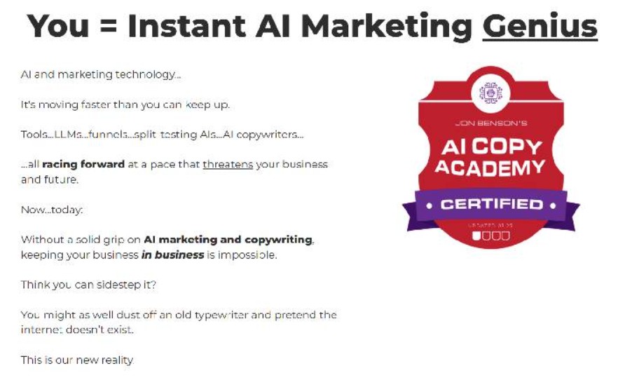 [Group Buy] Jon Benson - AI Copy Academy
